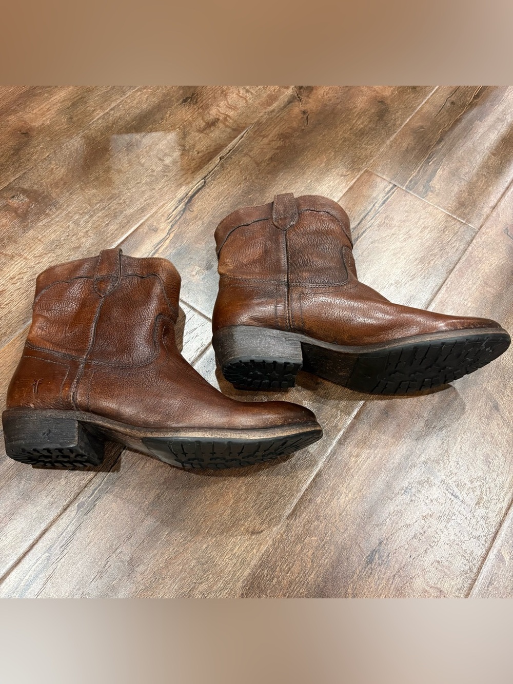 Frye Women’s 9 B Brown Leather Short Western Cowboy Boots 76213 Pull On